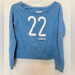 Hollister Blue Teal crop sweatshirt. Size M Sequin AZ